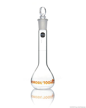 Volumetric Flask, Wide Neck, With Glass I/C Stopper, Class A, Ind Cert 100 mL | img_1 | Foxx Life Sciences Global | shopfls.com