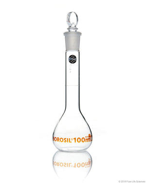 Volumetric Flask, Wide Neck, With Glass I/C Stopper, Class A with Batch certificate, 100mL | img_1 | Foxx Life Sciences Global | shopfls.com