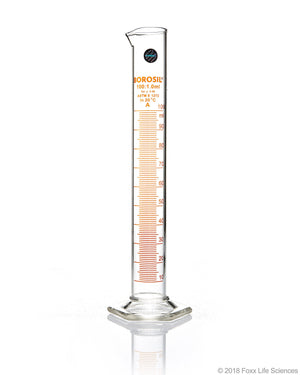 Graduated Measuring Cylinder, Batch Certificate Hexagonal Base, 100 mL Borosilicate, CS/5 | img_1 | Foxx Life Sciences Global | shopfls.com
