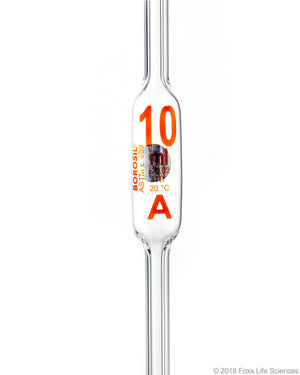 Borosil Volumetric Pipette Bulb Pipette Class A Accuracy ASTM Batch Certificate 10mL Borosilicate | img_1 | Foxx Life Sciences Global | shopfls.com
