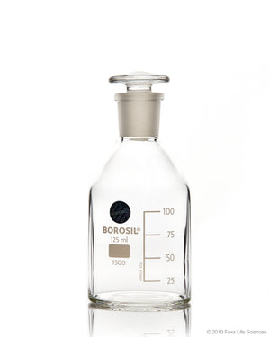 Borosil® Clear Reagent Bottles with Stoppers - 125mL - 19/26 - CS/50 | img_1 | Foxx Life Sciences Global | shopfls.com