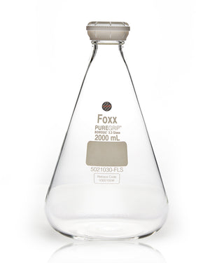 PUREGRIP Borosilicate Glass Erlenmeyer Flasks, GL45 Screw Cap