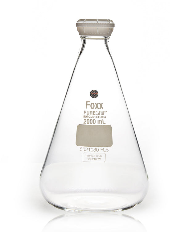 PUREGRIP® Erlenmeyer / Conical Flasks with GL45 Screw Cap 2L 10/Case