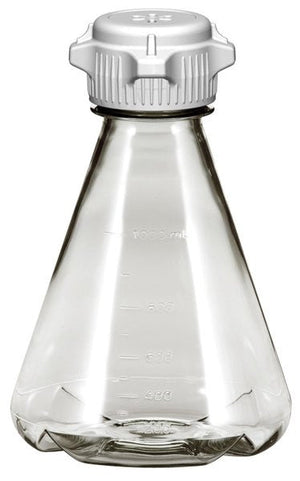 Sterile 1L EZclear® Baffled Erlenmeyer Flasks (6/case) w/ 53B Vented VersaCap® - Foxx Life Sciences, for laboratory research and bioprocessing. | img_1 | Foxx Life Sciences Global | shopfls.com