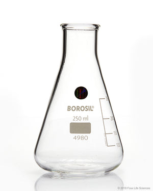 Borosil® Erlenmeyer Flasks Graduated Conical NM Borosilicate 3.3 ISO 1773 CS/40 250 mL | img_1 | Foxx Life Sciences Global | shopfls.com