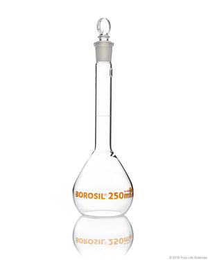 Volumetric Flask, Wide Neck, With Glass I/C Stopper, Class A with Batch certificate, 250mL | img_1 | Foxx Life Sciences Global | shopfls.com