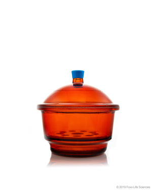 Borosil Amber Light-Blocking Glass Desiccator with Porcelain Plate
