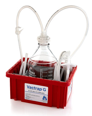 Vactrap™ G, 2L, Glass Bottle, Red Bin, GL45 Cap w/1/4" ID Tubing | img_1 | Foxx Life Sciences Global | shopfls.com