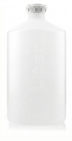 White bottle with a silver cap on a white background