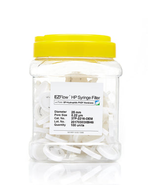 EZFlow® 25mm Syringe Filter, 0.2µm PVDF - Hydrophilic membrane filter for laboratory research. 100/pack. | img_1 | Foxx Life Sciences Global | shopfls.com