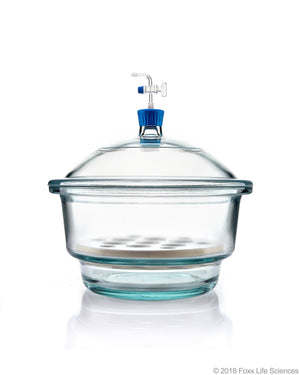 Borosil® Desiccator Vacuum, Stopcock with Polytetrafluoroethylene (PTFE) spindle and Porcelain plate, 300 mm, Borosilicate | img_1 | Foxx Life Sciences Global | shopfls.com