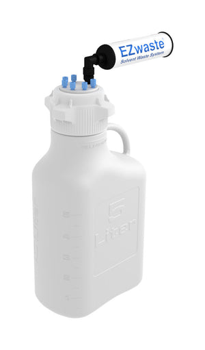 EZwaste® 5L HDPE Carboy with VersaCap® 83B - 6 Ports & Chemical Exhaust Filter. Lab-grade waste collection system. | img_1 | Foxx Life Sciences Global | shopfls.com