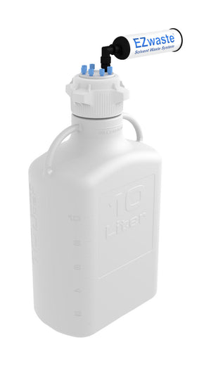 EZwaste® 10L HDPE Carboy with VersaCap® 83B & 6 Ports for 1/8" OD Tubing - Chemical Exhaust Filter - Laboratory Waste Solution | img_1 | Foxx Life Sciences Global | shopfls.com