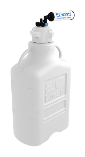 EZwaste® 20L HDPE Carboy with VersaCap® 83B: 7 Ports for Tubing - Lab-Grade Waste Collection by Foxx | img_1 | Foxx Life Sciences Global | shopfls.com