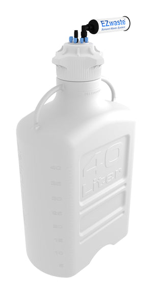 EZwaste® XL 40L HDPE Carboy with VersaCap® 120mm. 7 Ports & Chemical Exhaust Filter. Lab-grade waste collection system by Foxx. | img_1 | Foxx Life Sciences Global | shopfls.com
