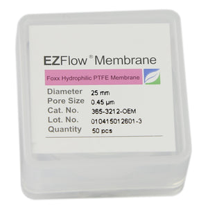 50-pack EZFlow® 25mm 0.45µm PTFE Membrane Disc Filter - Hydrophobic filter for laboratory research. | img_1 | Foxx Life Sciences Global | shopfls.com