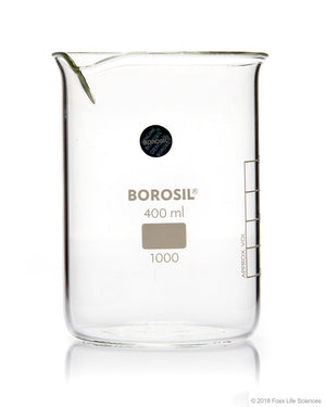 Borosil® Beaker Griffin Low Form with Spout Graduated ISO 3819 Borosilicate 400mL CS/40 | img_1 | Foxx Life Sciences Global | shopfls.com