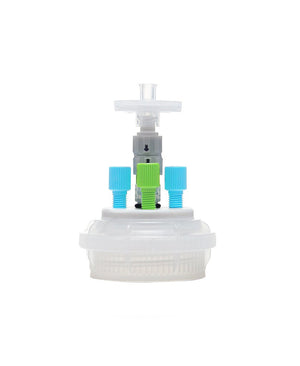 HPLC Solvent Reservoir ChromCap™ 300 Assembly, GL45, Class VI Polytetrafluoroethylene (PTFE) Adapter,  3 Ports for 3.2mm(1/8") and/or 1.6mm(1/16") | img_1 | Foxx Life Sciences Global | shopfls.com