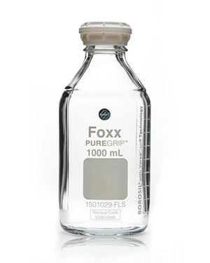 PUREGRIP® Rhino Safety Coated Glass Bottles, Clear, 1000mL with GL45 VersaCap - 4/CS Laboratory-Grade, Chemical Resistant | img_1 | Foxx Life Sciences Global | shopfls.com