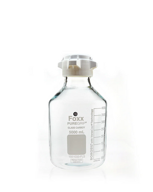 PUREGRIP® Rhino Safety Coated Glass Carboy, Clear, 5L, with 83B VersaCap® - Durable lab carboy for bioprocessing & research. | img_1 | Foxx Life Sciences Global | shopfls.com