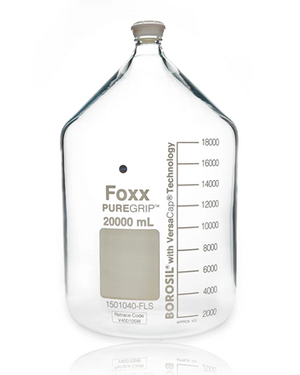 PUREGRIP® Rhino Safety Coated Glass Bottle, Clear, 20L, with GL45 VersaCap - Lab-Grade Bottle, 1/EA | img_1 | Foxx Life Sciences Global | shopfls.com
