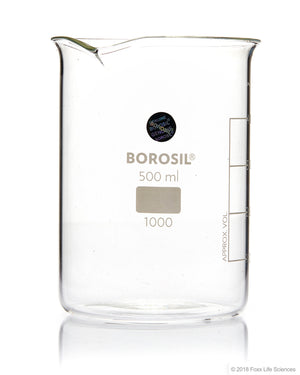 Borosil® Beaker Griffin Low Form with Spout Graduated ISO 3819 Borosilicate 500mL CS/40 | img_1 | Foxx Life Sciences Global | shopfls.com