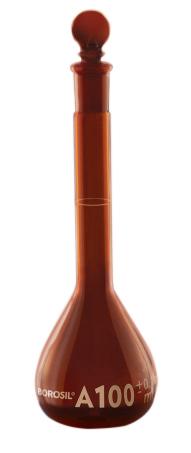 Borosil® Flasks, Volumetric, Class A, Amber, Polypropylene (PP) Stopper, 200mL, 14/23, Ind. Cert, CS/10 | img_1 | Foxx Life Sciences Global | shopfls.com