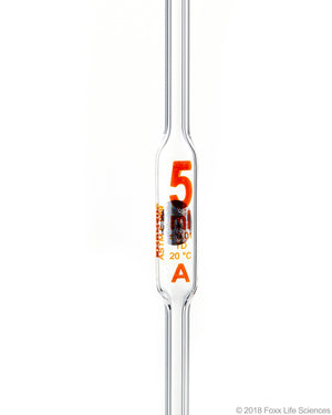 Borosil Volumetric Pipette Bulb Pipette Class A Accuracy ASTM Batch Certificate 5mL Borosilicate | img_1 | Foxx Life Sciences Global | shopfls.com
