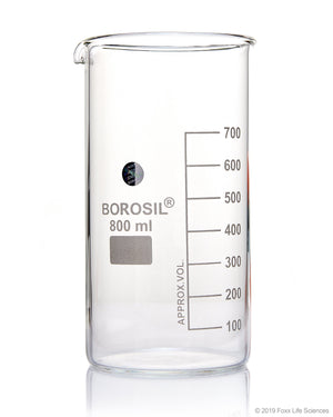 Borosil® Tall-Form Glass Beakers with Spout - 800mL - CS/20 | img_1 | Foxx Life Sciences Global | shopfls.com