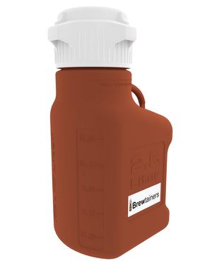 Brewtainers High Density Poly Ethylene (HDPE) Amber Light Blocking 2.5L (.86 Gal Max) Homebrew Yeast Container with leakproof Tight Sealed 83B Cap | img_1 | Foxx Life Sciences Global | shopfls.com