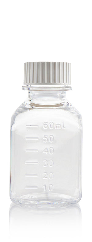 EZBio Titanium Square Bottle, PETG,24-415mm,60ml,Sterile,With Cap, 192/CS | img_1 | Foxx Life Sciences Global | shopfls.com