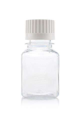 EZBio Titanium Square Bottle, PETG,38-430mm 125ml, Sterile,With Cap, 96/CS | img_1 | Foxx Life Sciences Global | shopfls.com