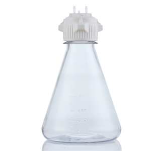 EZBio MTO 1L Flask 2x 1/4 inch Cap Adapter with Vent Port Flat Base 53B VersaCap Non Sterile