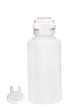 Round EZLabpure™ Polypropylene (PP) Vacuum Bottle, 1 L, Open VersaCap® 53B, With Closed and 2x5/16" HB Adapters, 1/EA | img_1 | Foxx Life Sciences Global | shopfls.com