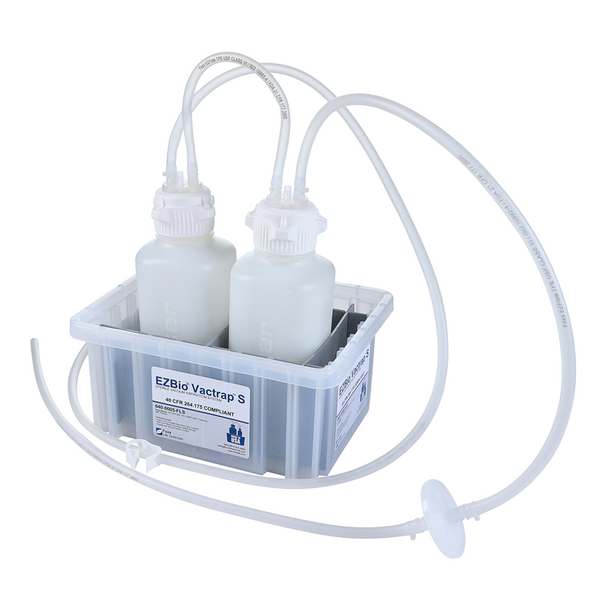 EZBio® Vactrap™ S High Density Poly Ethylene (HDPE) (Bleach-Compatible), 1L + 1L, Natural Bin, 1/4
