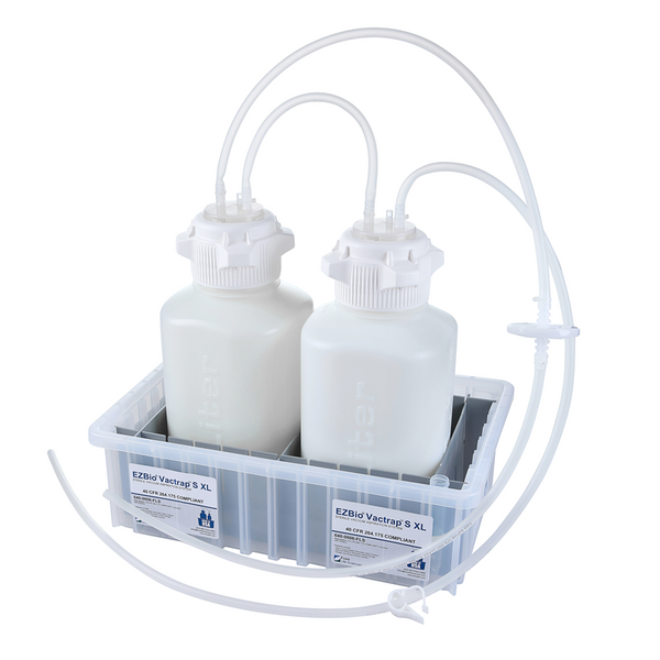 EZBio® Vactrap™ S XL High Density Poly Ethylene (HDPE) (Bleach-Compatible), 4L + 4L, Natural Bin, 1/4
